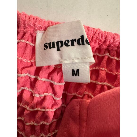 Superdown Coralia Bustier Pink Satin Off Shoulder Crop Top Medium - Picture 6 of 8